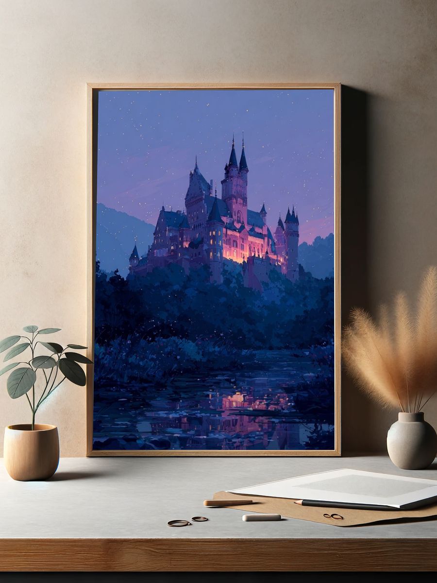 Enchanted Castle at Dusk — Fantasy Print. — room view 2