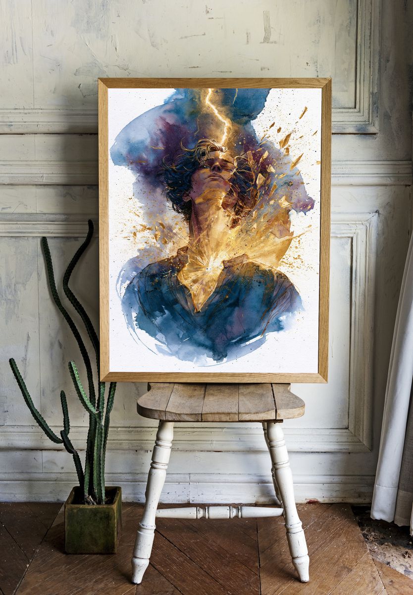 Celestial Portrait Watercolor Print. room preview