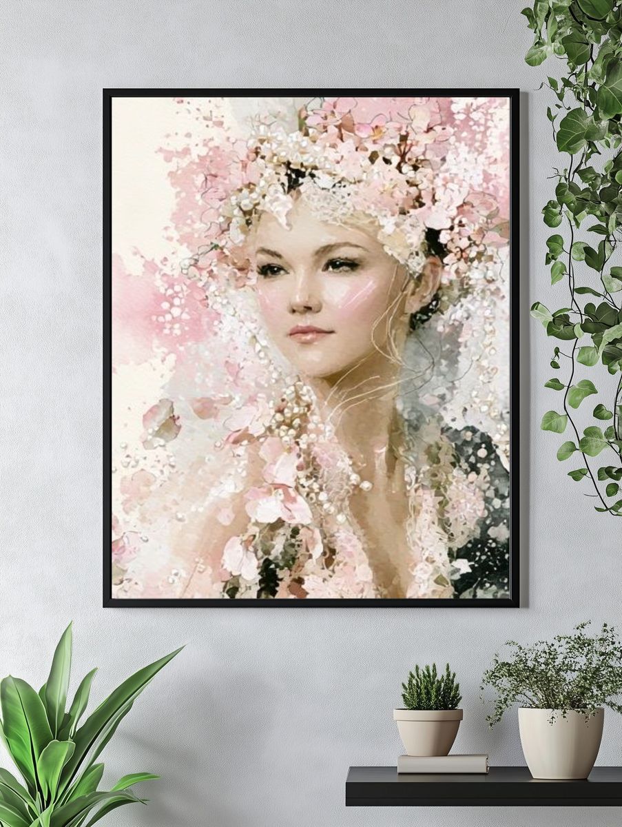 Floral Portrait Watercolor Print. — room view 4