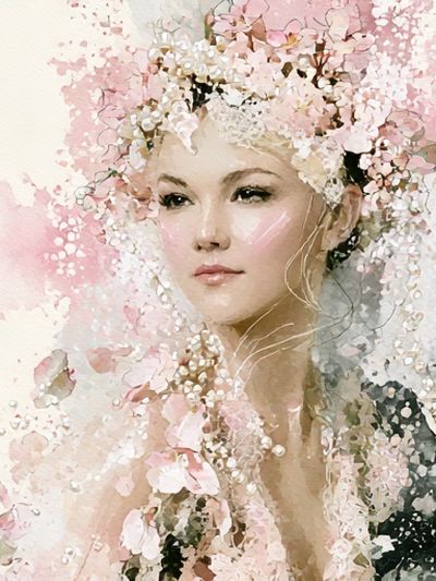 Floral Portrait Watercolor Print.