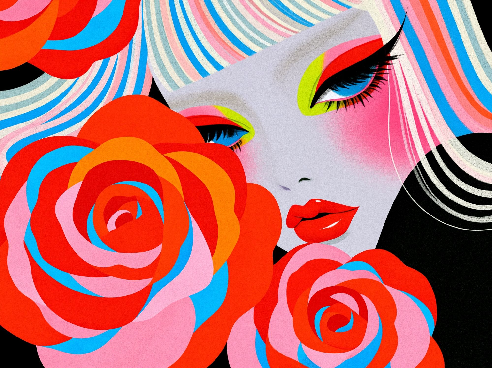Pop Art Woman Floral Poster. poster — fine-art art