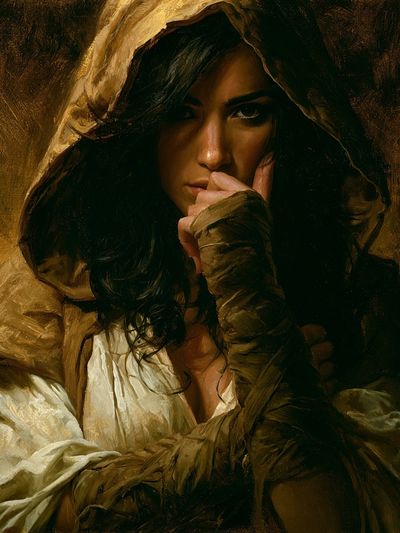 Hooded Woman Portrait Fine-Art Poster.