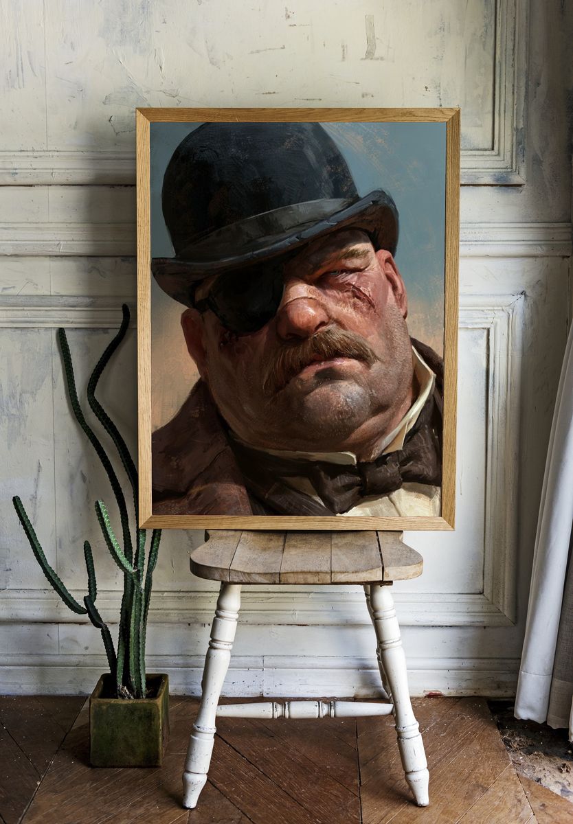 Victorian Gentleman Portrait Print. room preview