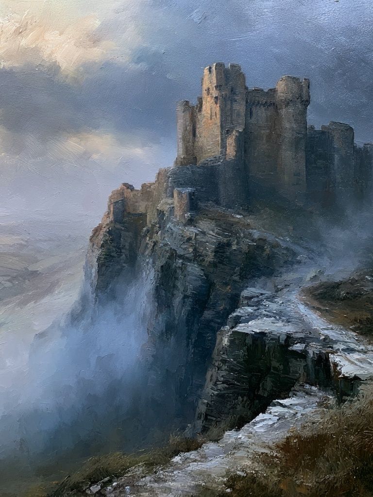 Misty Castle Cliff Fine-Art Print. poster detail