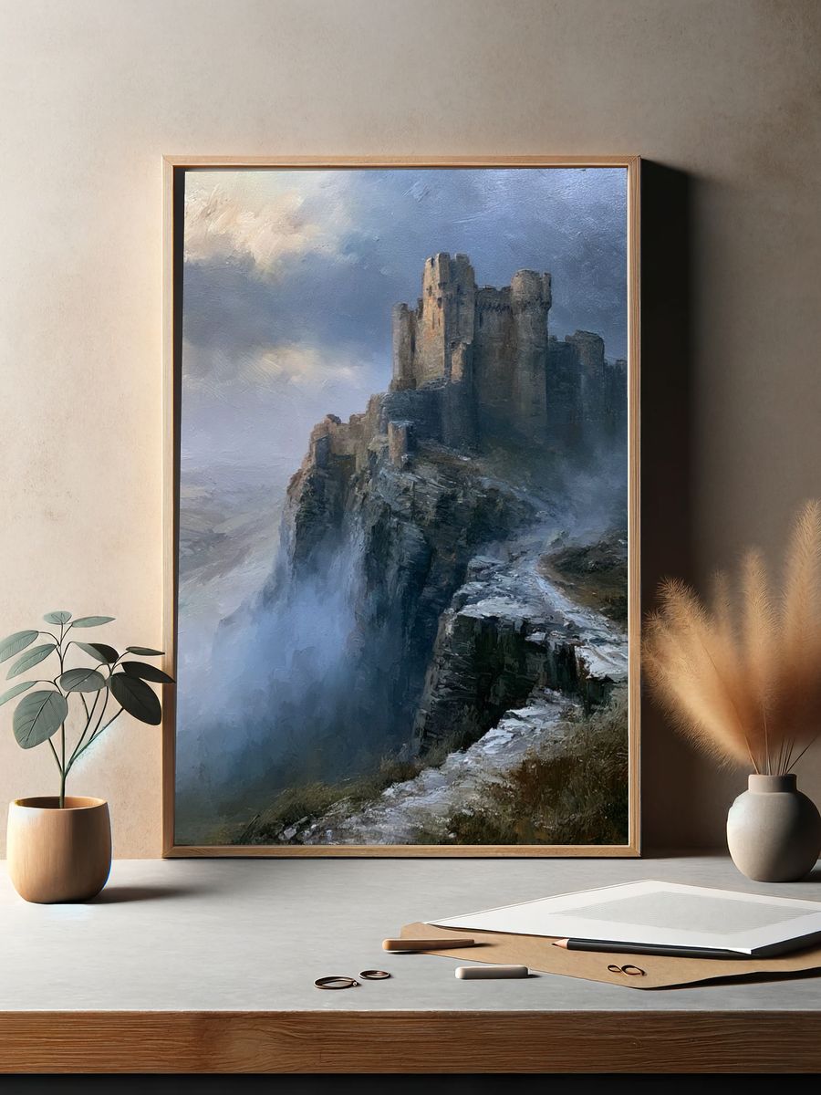 Misty Castle Cliff Fine-Art Print. — room view 2