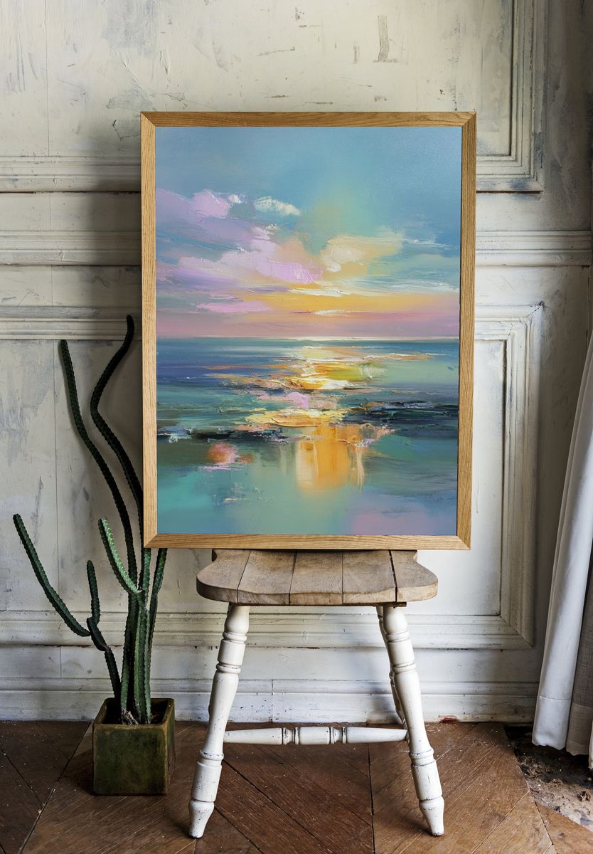 Serene Ocean Sunset — Fine Art Print. — room view 1