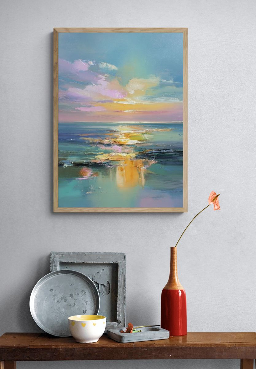 Serene Ocean Sunset — Fine Art Print. — room view 3