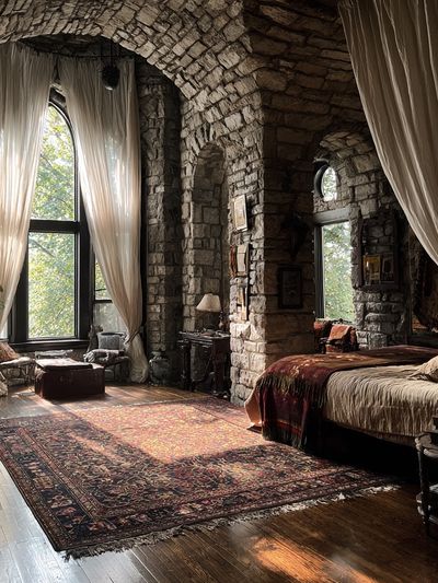 Cozy Stone Bedroom — Fine Art Print. poster print