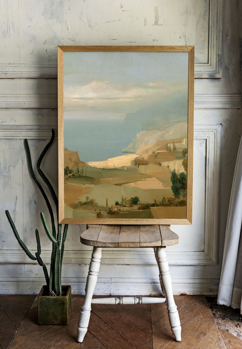 Mediterranean Coast Landscape Print. — room view 1