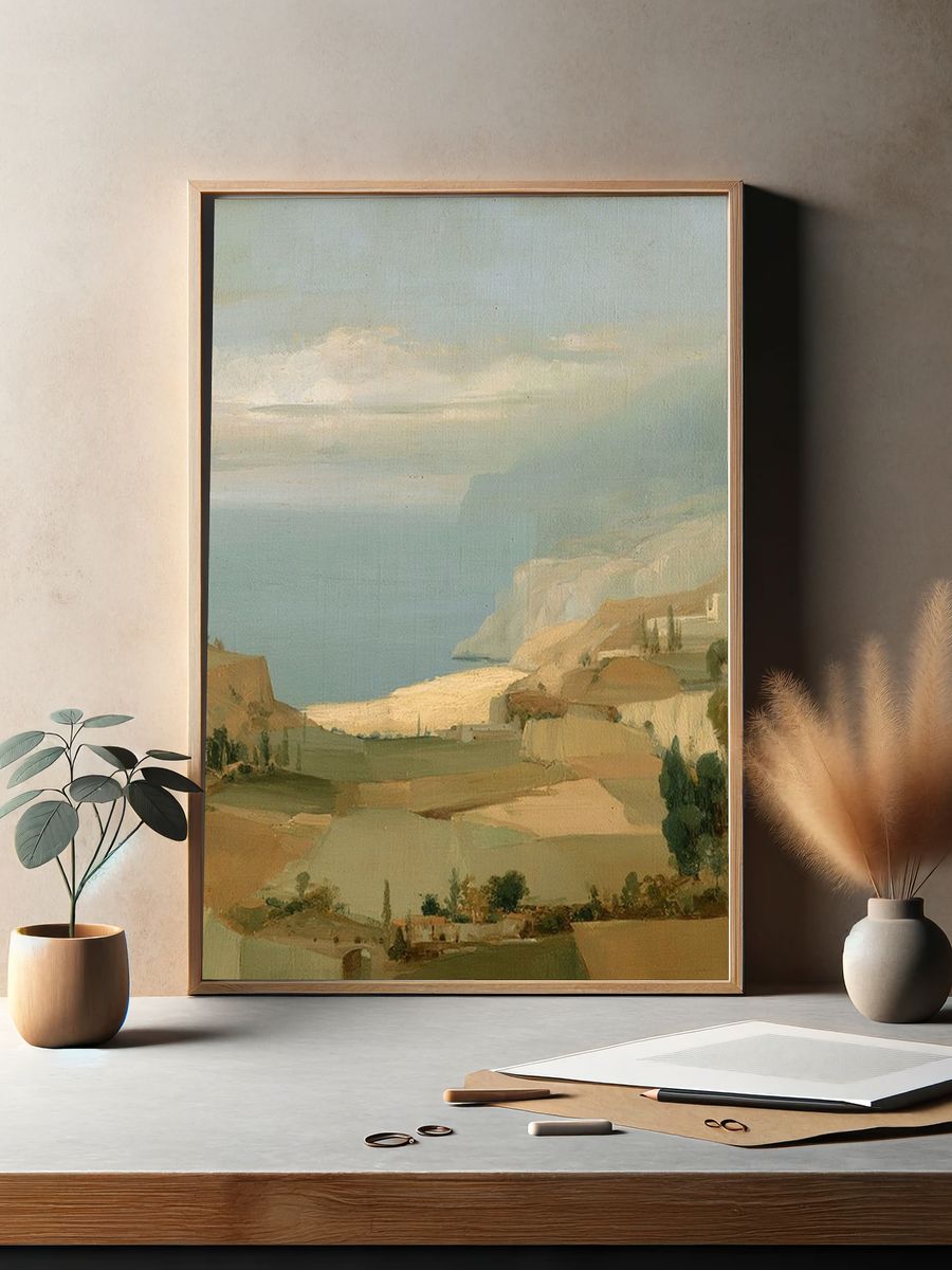 Mediterranean Coast Landscape Print. — room view 2