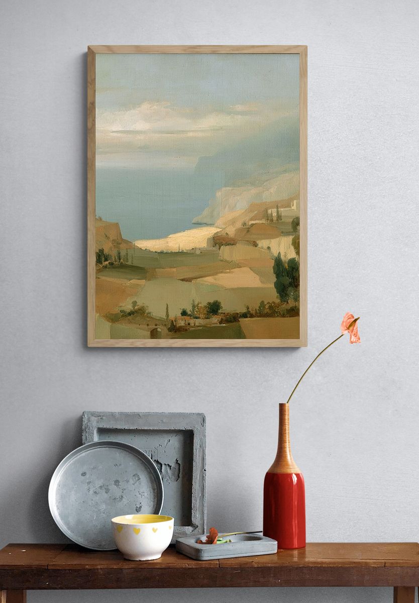 Mediterranean Coast Landscape Print. — room view 3