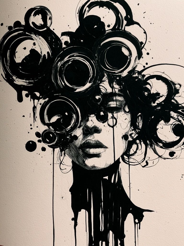 Abstract Ink Portrait Poster. poster detail