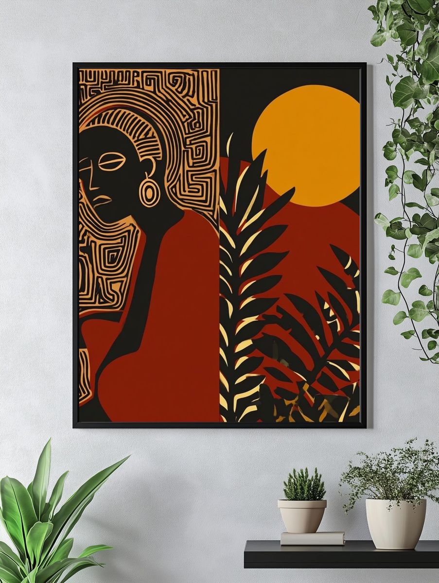 Abstract Woman with Sun — Fine Art Print. — room view 4
