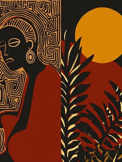 Abstract Woman with Sun — Fine Art Print. poster print