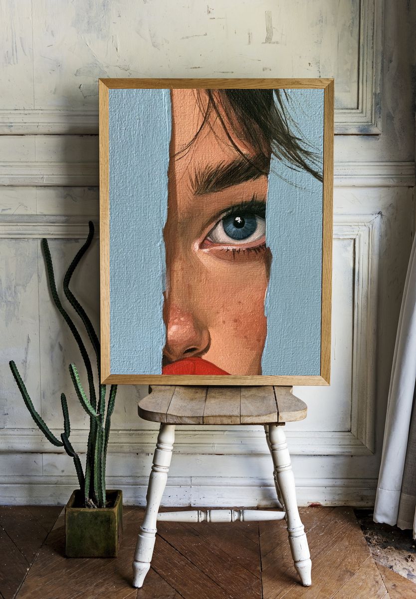 Fragmented Face Portrait Print. — room view 1