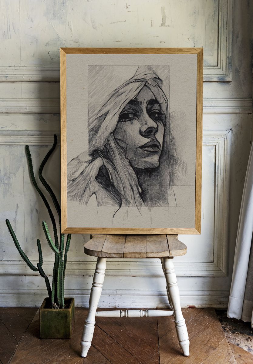 Sketch Portrait Fine-Art Print. room preview