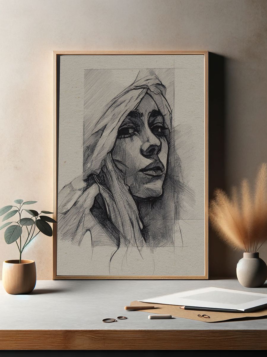 Sketch Portrait Fine-Art Print. — room view 2