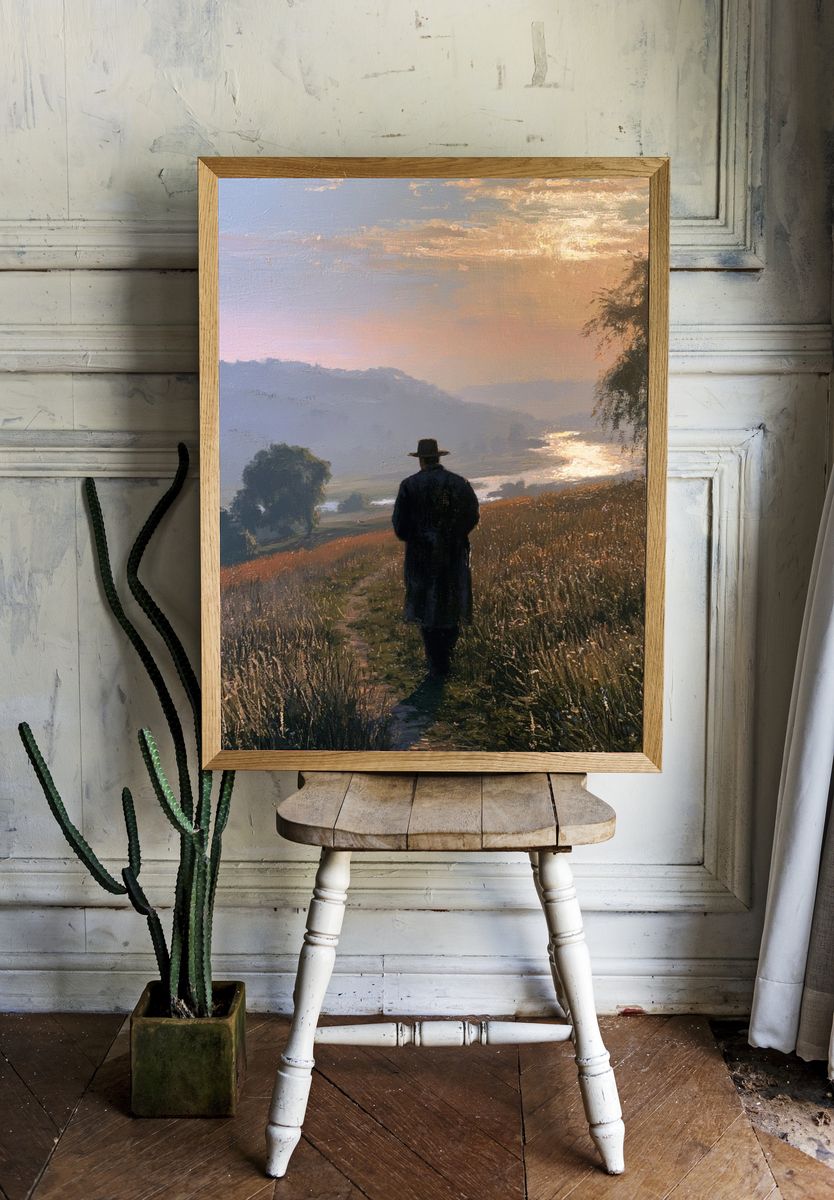Solitary Wanderer Landscape Print. room preview