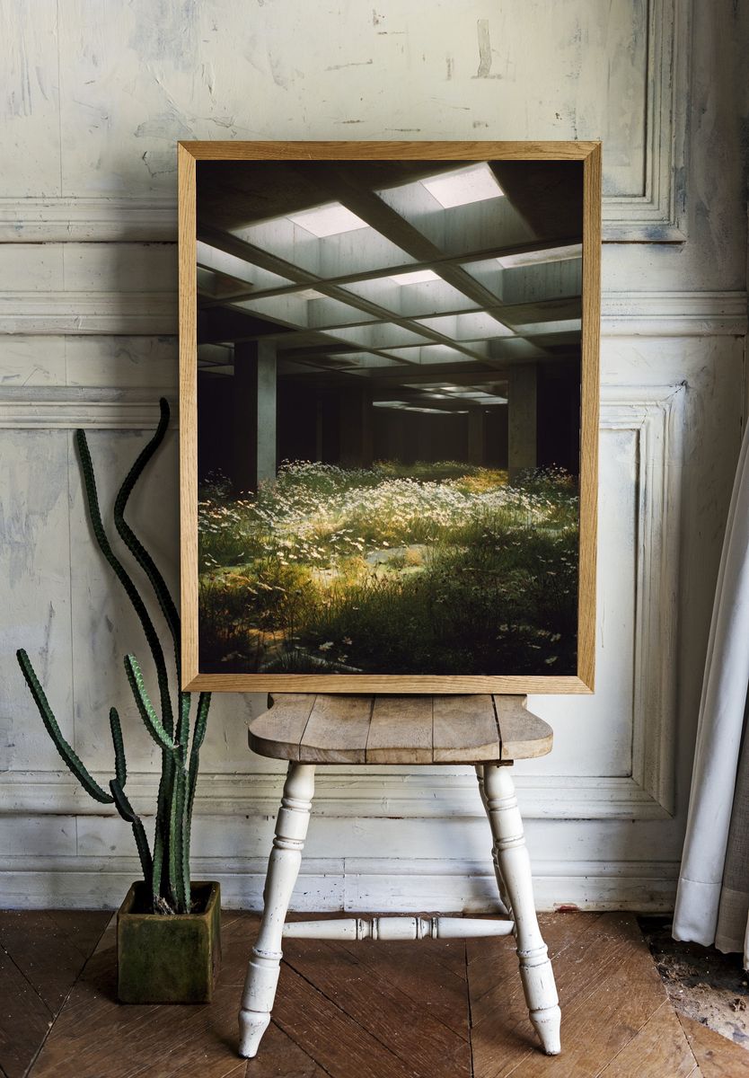 Floral Urban Oasis — Fine Art Print. — room view 1