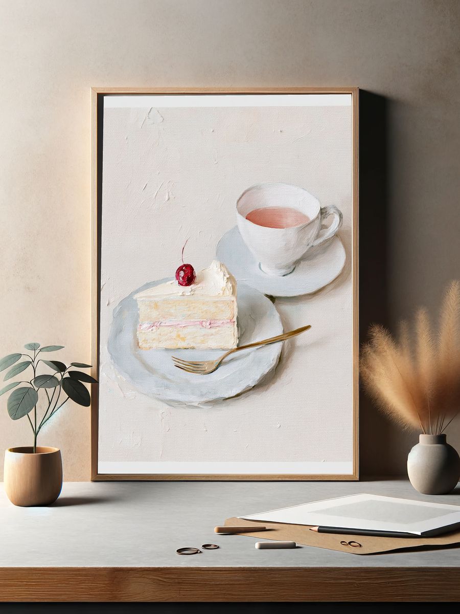 Cherry Cake Still Life Print. — room view 2