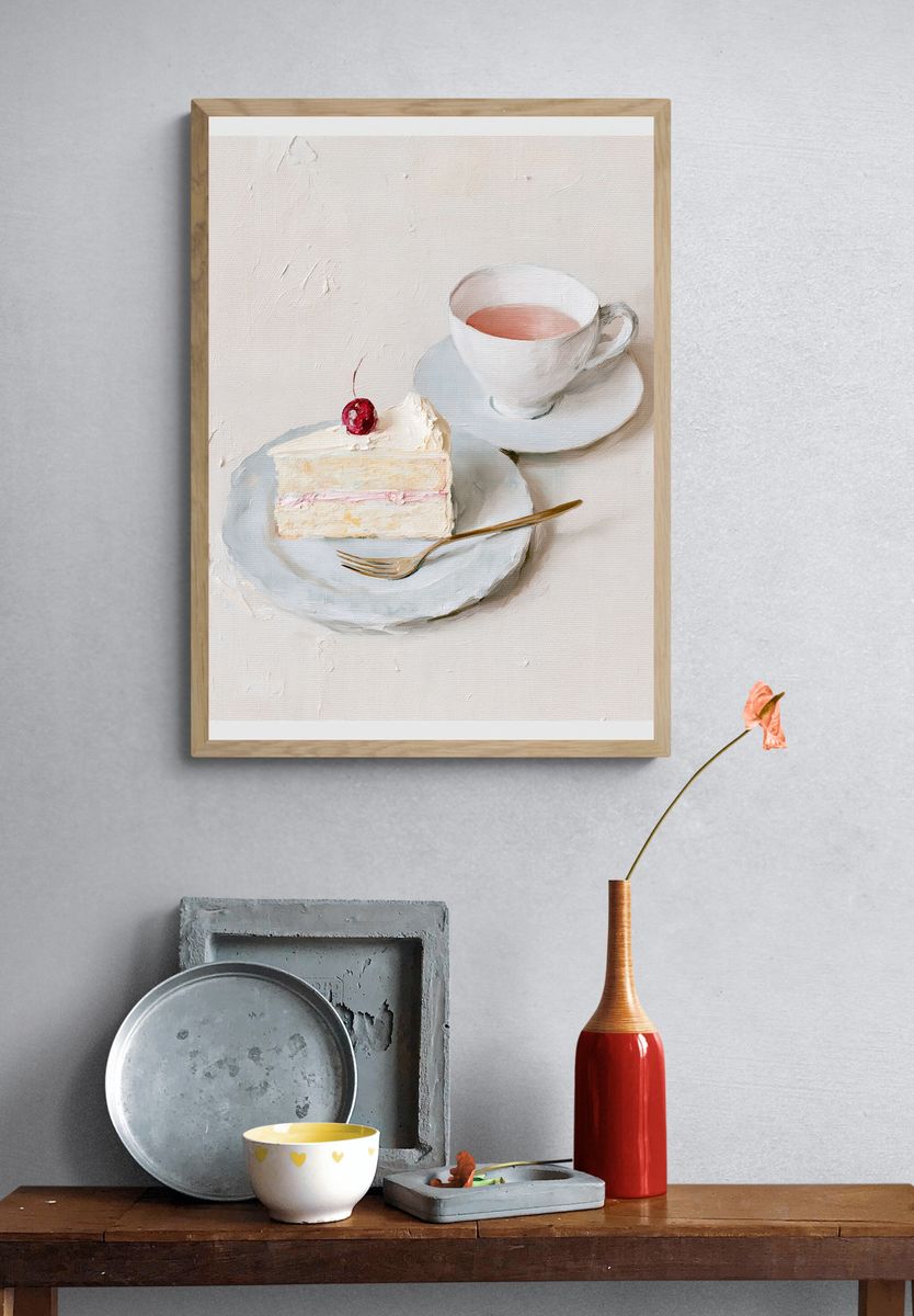 Cherry Cake Still Life Print. — room view 3