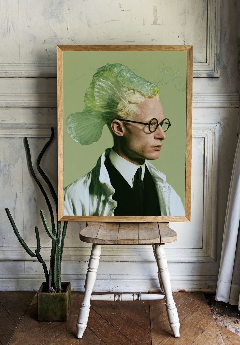 Surreal Green Portrait Print. room preview