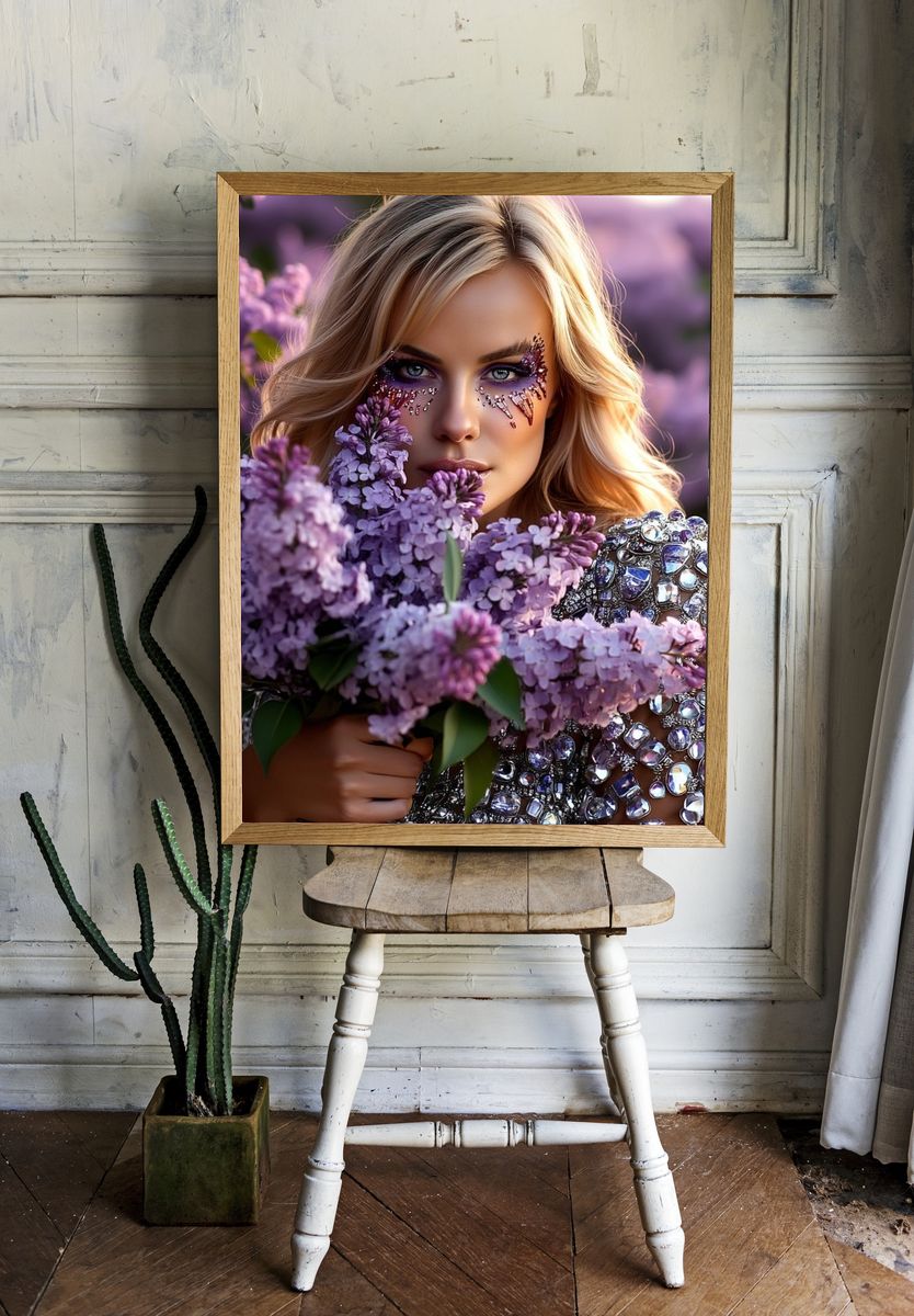 Woman with Lilacs — Fine Art Print. — room view 1