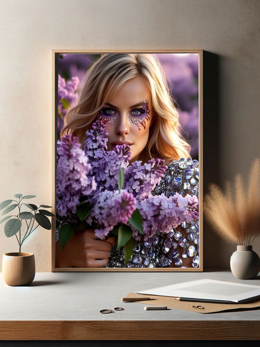 Woman with Lilacs — Fine Art Print. — room view 2