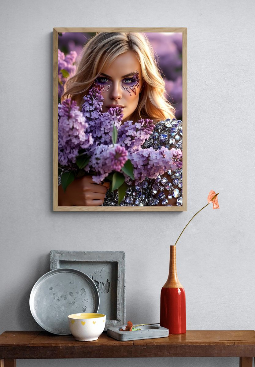 Woman with Lilacs — Fine Art Print. — room view 3