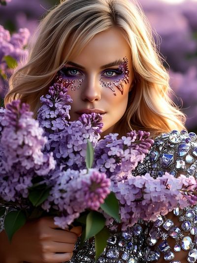 Woman with Lilacs — Fine Art Print. poster print