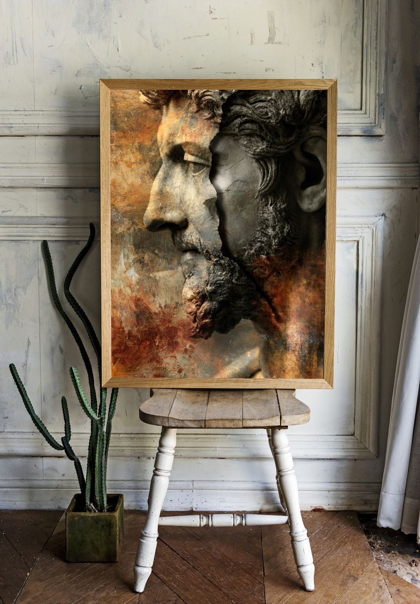 Classical Stone Face Abstract Print. — room view 1