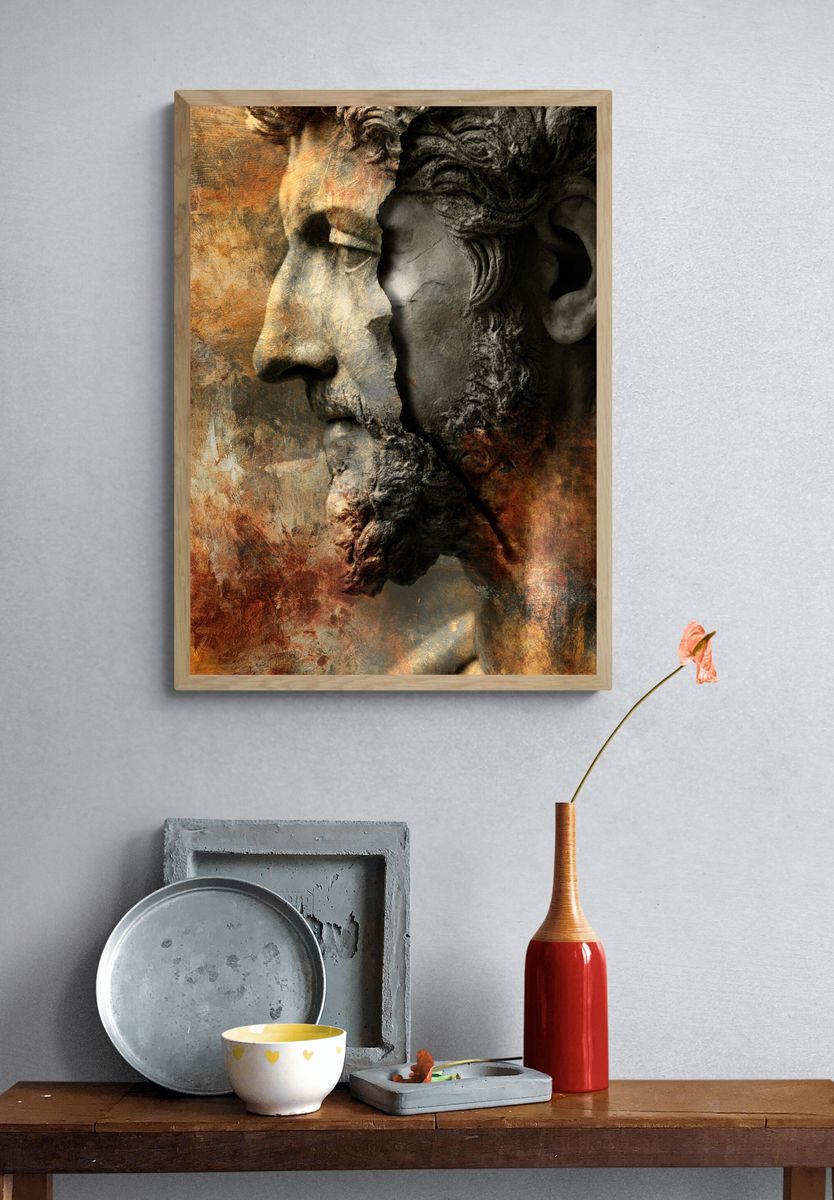 Classical Stone Face Abstract Print. — room view 3