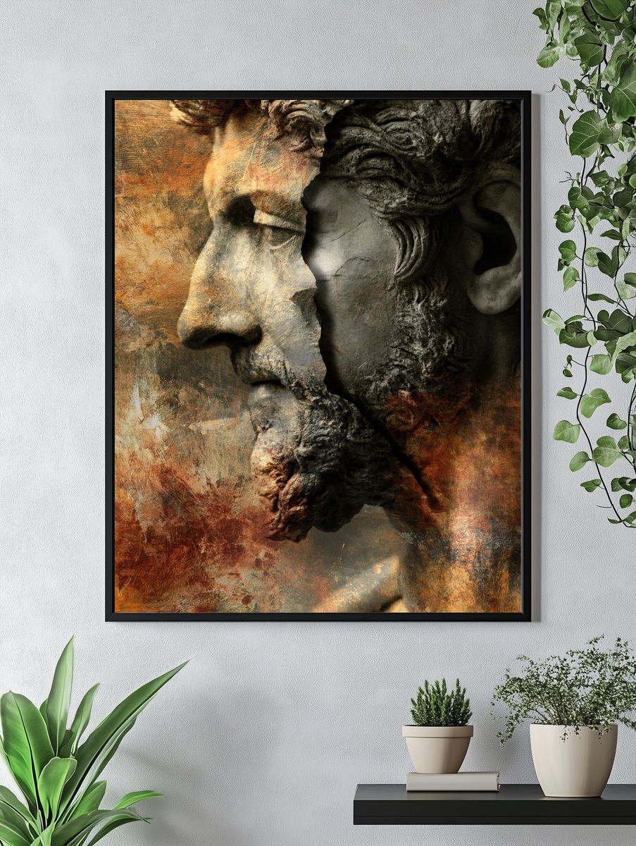 Classical Stone Face Abstract Print. — room view 4