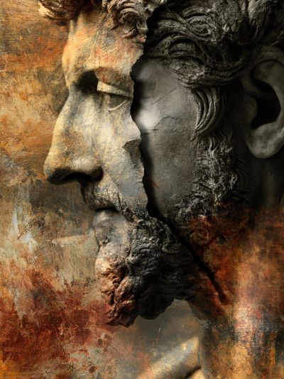 Classical Stone Face Abstract Print. poster
