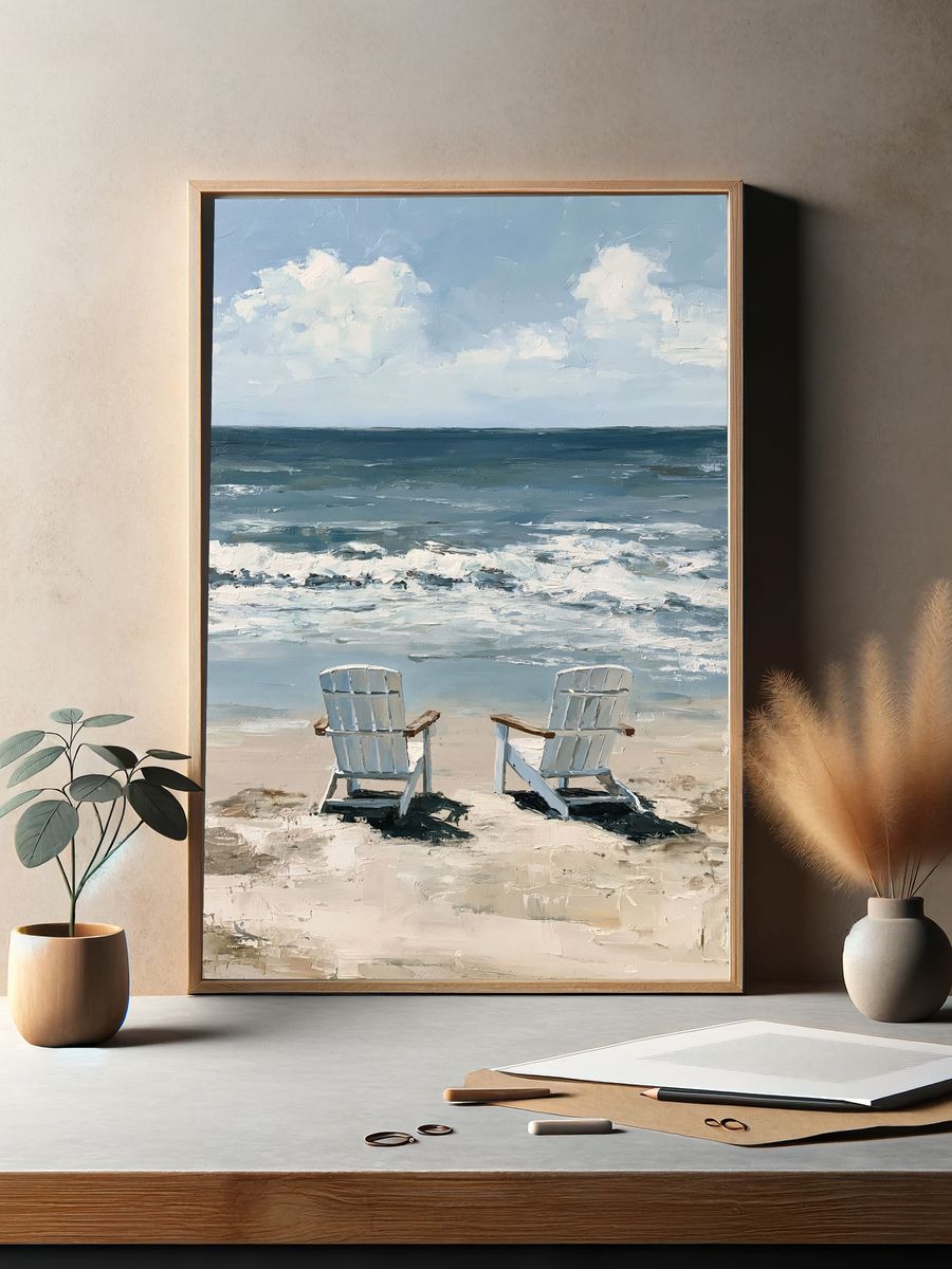 Beach Chairs Coastal Print. — room view 2