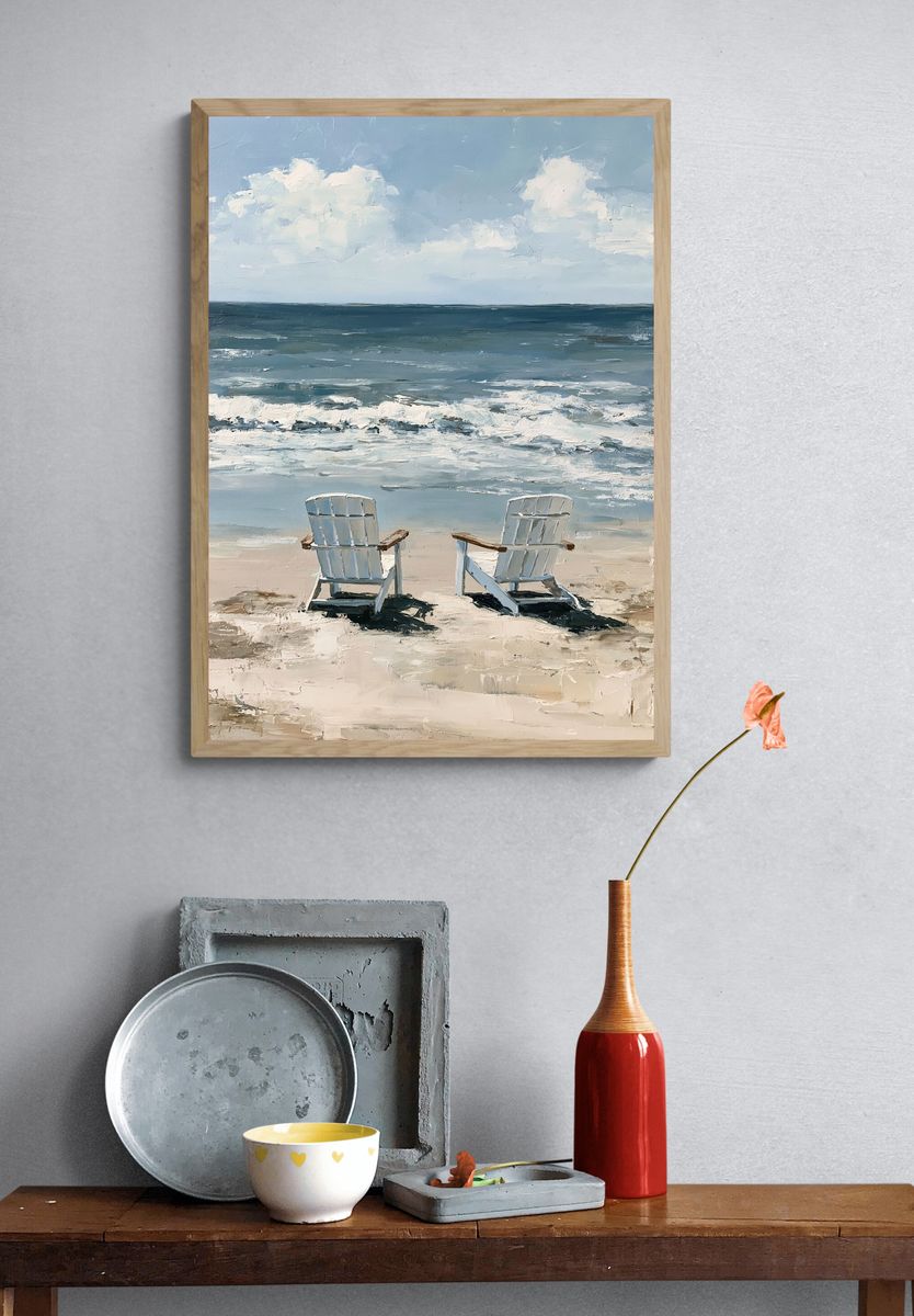 Beach Chairs Coastal Print. — room view 3