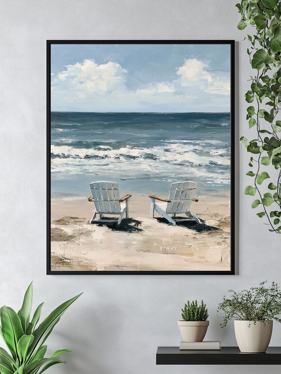 Beach Chairs Coastal Print. — room view 4