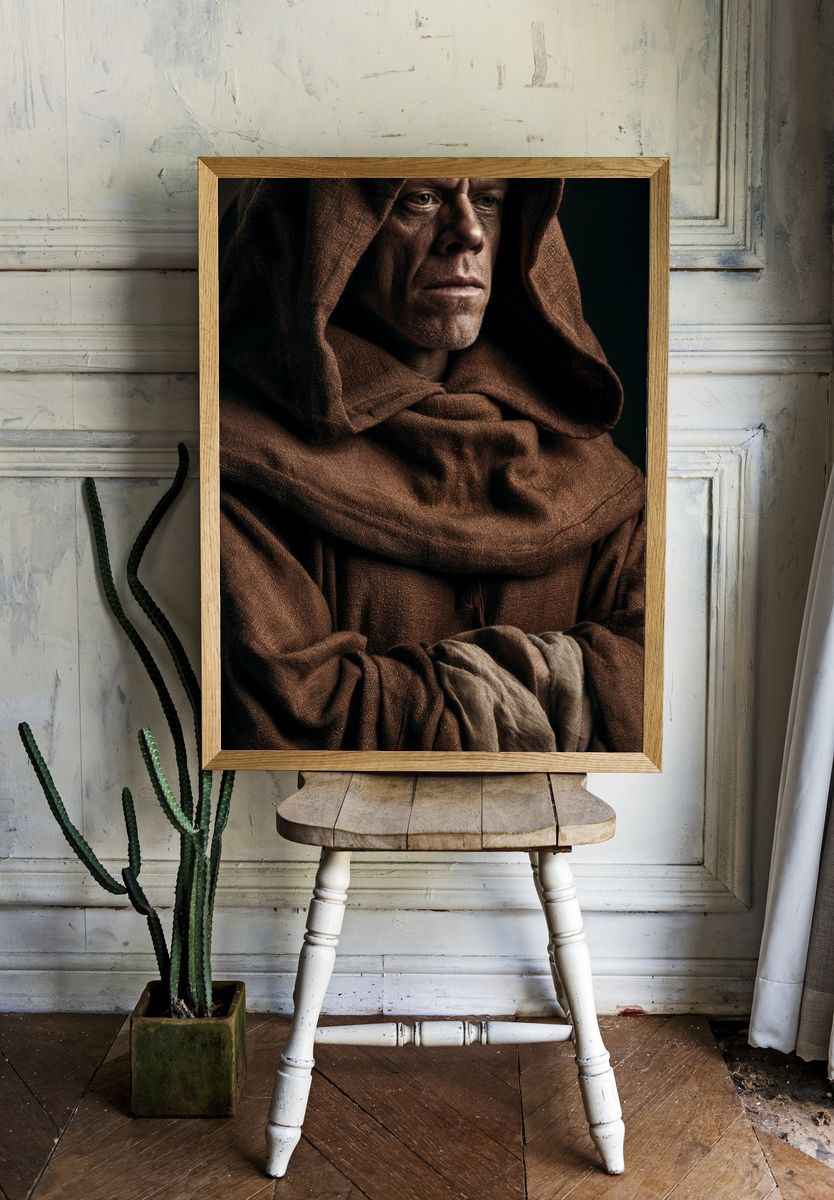 Monastic Hooded Portrait Print. — room view 1