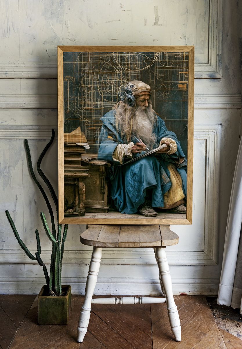 Steampunk Scholar Portrait Print. room preview