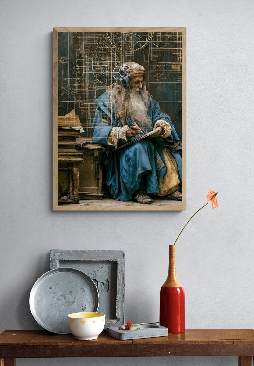 Steampunk Scholar Portrait Print. — room view 3
