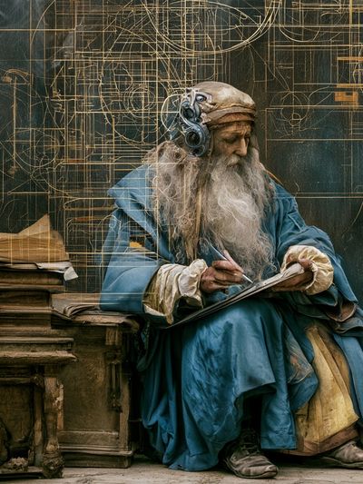 Steampunk Scholar Portrait Print.