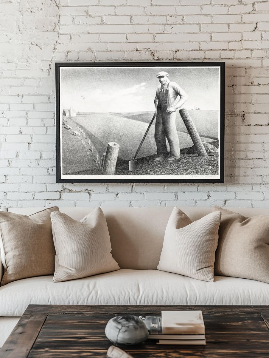 Farmer at Work — Fine Art Print. — room view 1