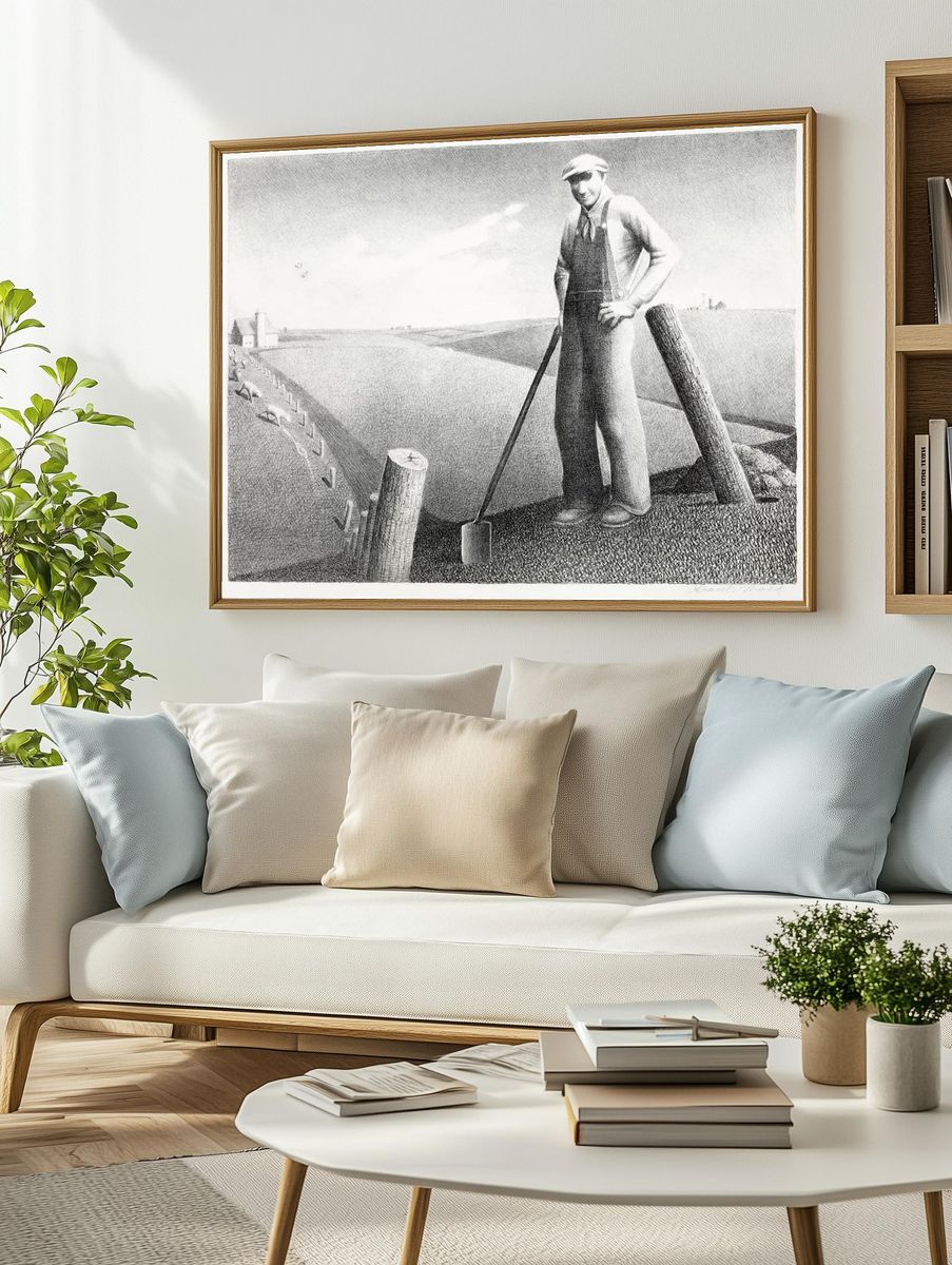 Farmer at Work — Fine Art Print. — room view 2