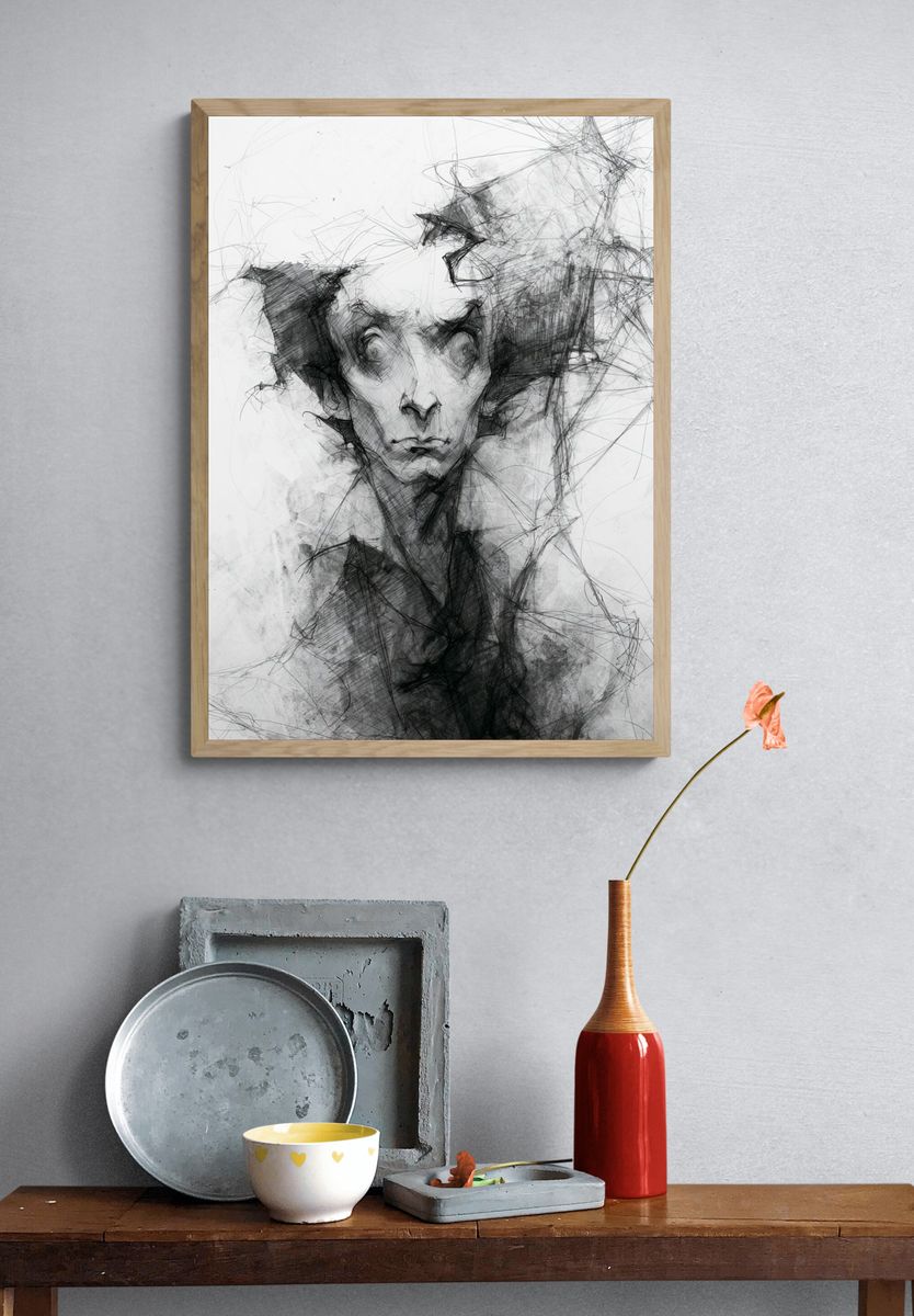 Surreal Ink Portrait Poster. — room view 3