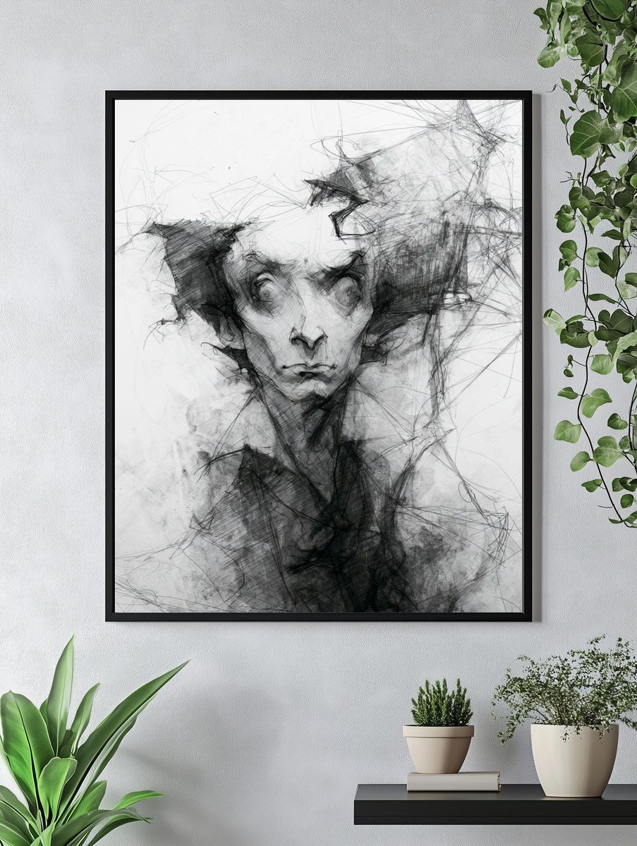 Surreal Ink Portrait Poster. — room view 4