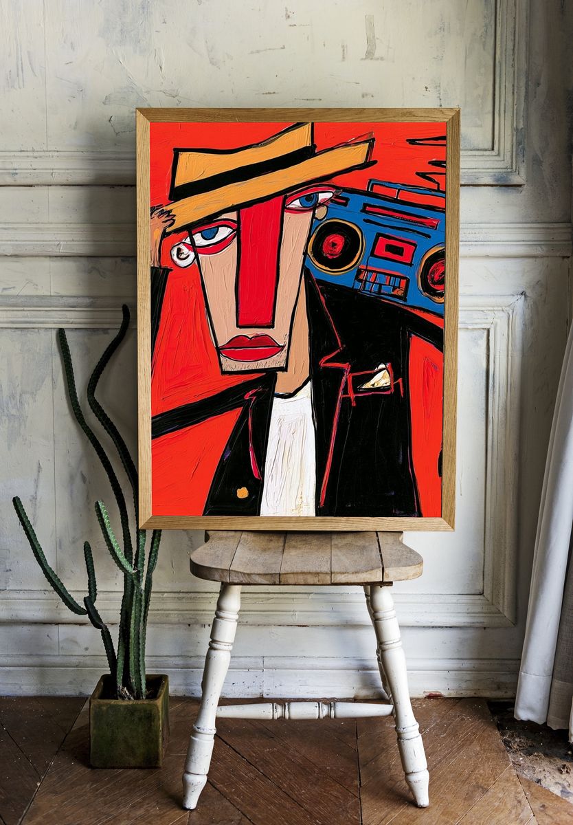 Boombox Portrait Pop-Art Poster. — room view 1