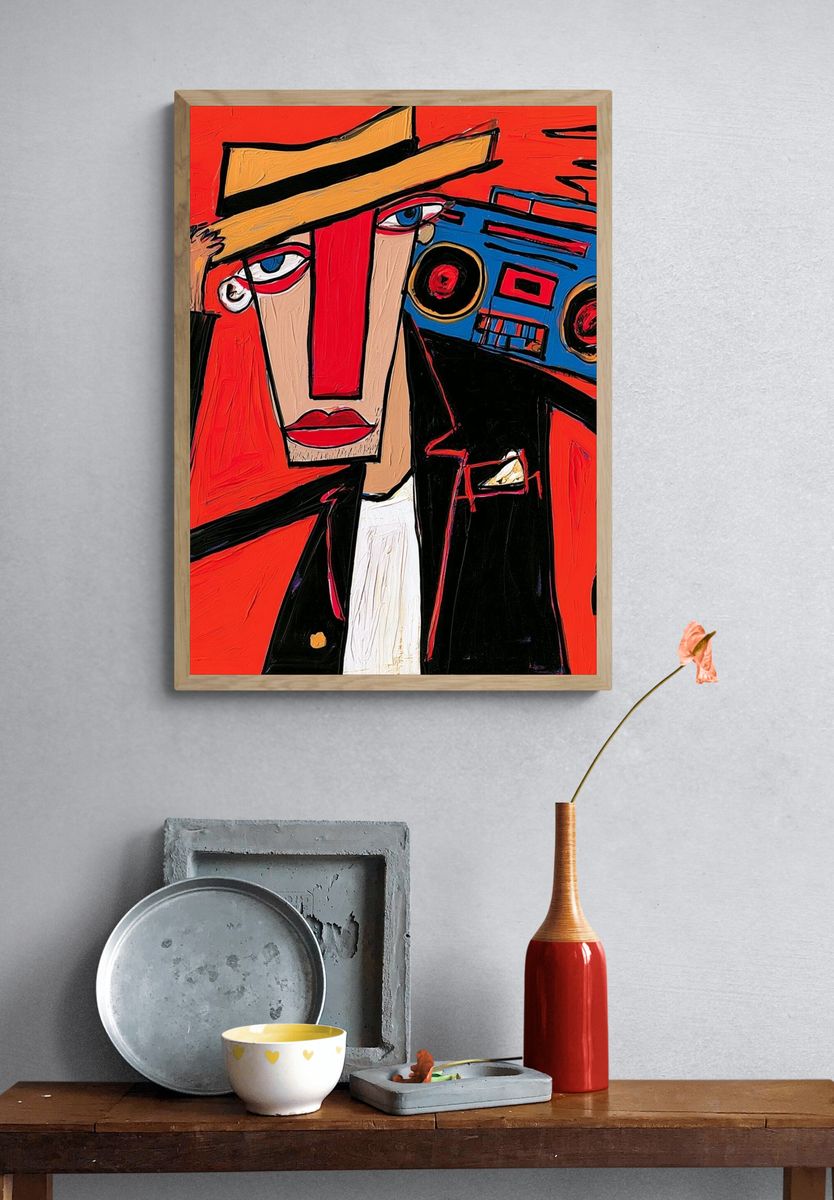Boombox Portrait Pop-Art Poster. — room view 3