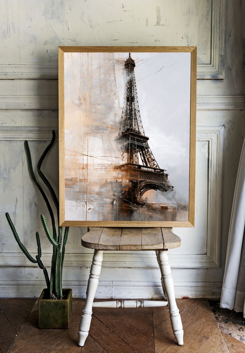 Eiffel Tower Abstract Print. room preview
