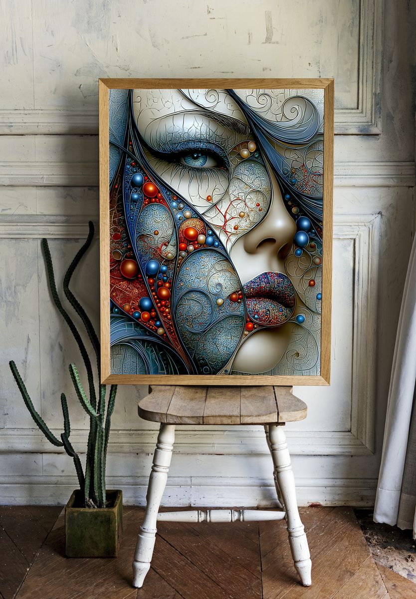 Abstract Woman Portrait Print. room preview