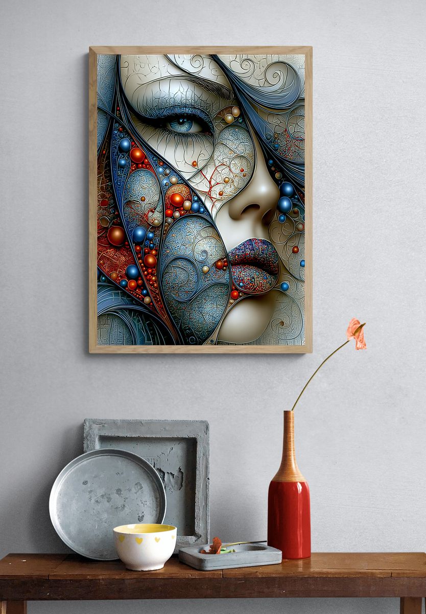 Abstract Woman Portrait Print. — room view 3